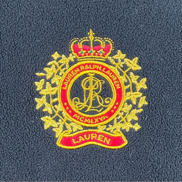 Lauren By Ralph Lauren Women's Black Crest Full Zip Fleece Jacket Size Medium - Picture 5 of 8